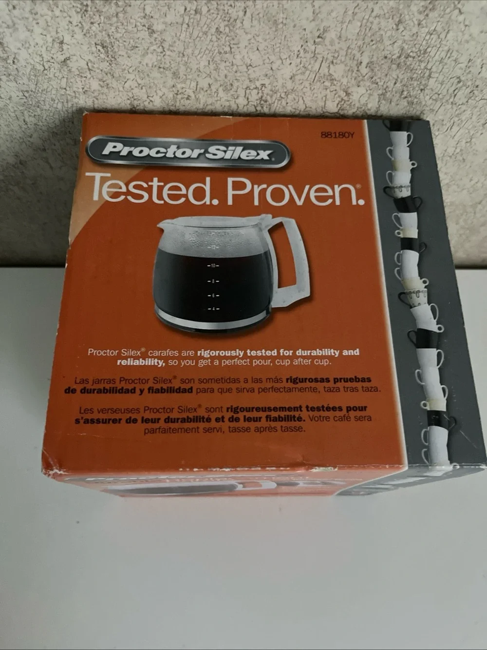 Proctor Silex Durable Replacement Carafe White Knuckle Guard Handle White 8818OY